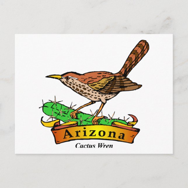 Postal Arizona St. Flower Cactus Wren (Anverso)