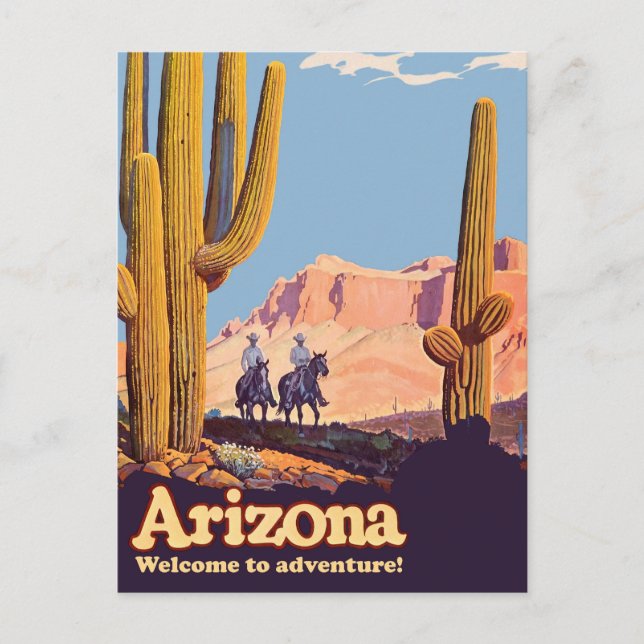 Postal Arizona, Vaqueros en el Desierto, Cactus (Anverso)