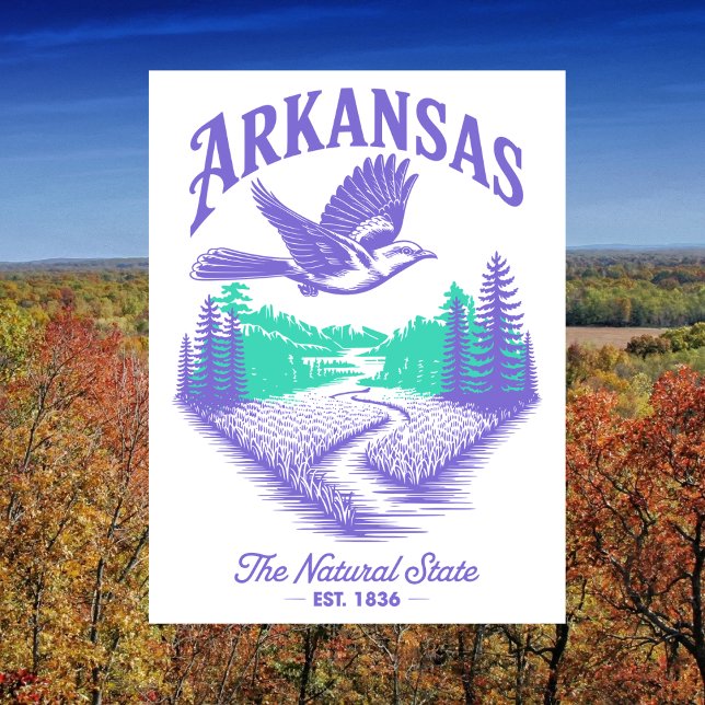 Postal Arkansas El Estado Natural Est. 1836 Viaje (Arkansas The Natural State Est. 1836 Travel Postcard)