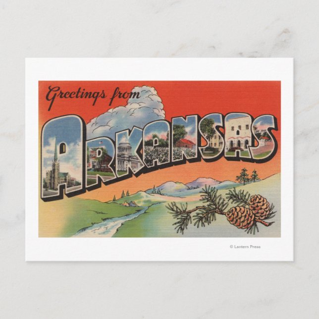 Postal Arkansas (escenario paisajístico) - Letra grande (Anverso)