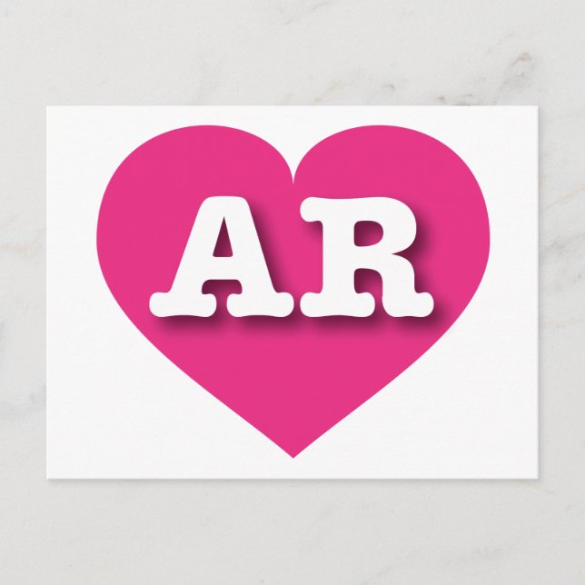 Postal Arkansas Hot Pink Heart - Me encanta AR (Anverso)