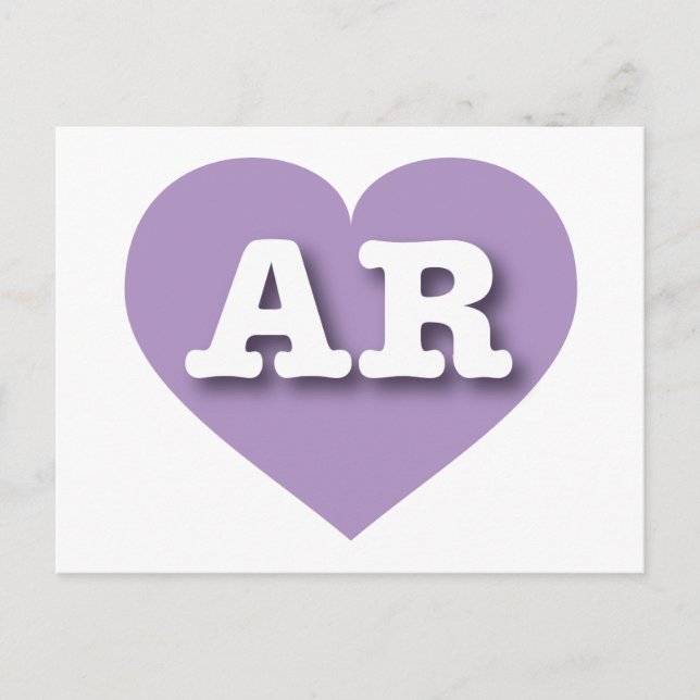 Postal Arkansas Lavender Heart - Me encanta AR (Anverso)