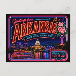 Postal Arkansas Neon Estado Retro Vintage