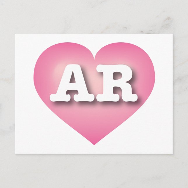 Postal Arkansas Pink Fade Heart - Me encanta AR (Anverso)
