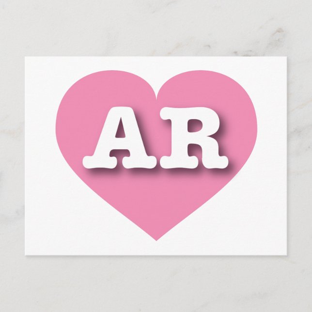 Postal Arkansas Pink Heart - Me encanta AR (Anverso)