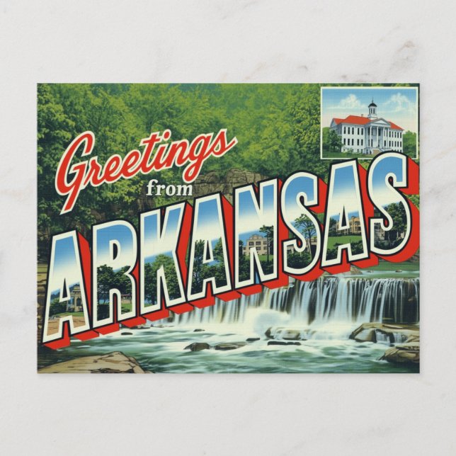 Postal Arkansas Waterfall Forest (Anverso)