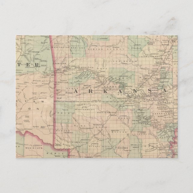 Postal Arkansas y parte del territorio indio (Anverso)