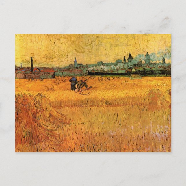 Postal Arles: Vista desde los campos de trigo por Vincent (Anverso)