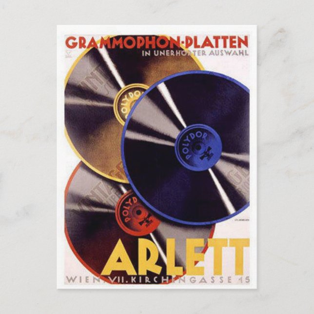Postal Arlett Grammophon Platten (Anverso)