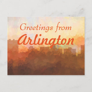 Postal ARLINGTON, TEXAS SKYLINE - En las nubes