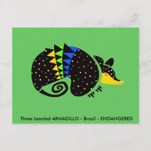 Postal ARMADILLO dibujado a mano genial -Amante de los an