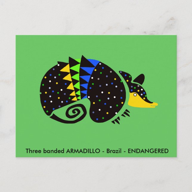 Postal ARMADILLO dibujado a mano genial -Amante de los an (Anverso)