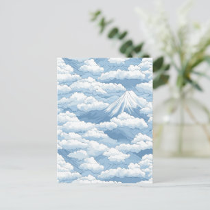 Postal Armonía Acuarela Azul Blanco Montañas Nevadas Tran
