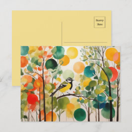 Postal Armonía acuática de la naturaleza Pájaro del bosqu