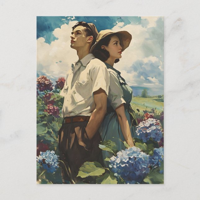 Postal Armonía de Hidrangea: Amor vintage (Anverso)