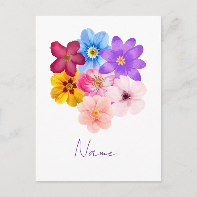 Postal Armonía de Primavera - Ramo de Flores Acuarela Mix (Anverso)