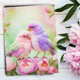 Postal Armonía Pastel: Aves cantantes esponjosas