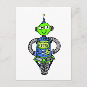 Postal Arnie robot, azul y verde
