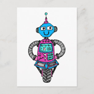 Postal Arnie Robot: rosa y azul