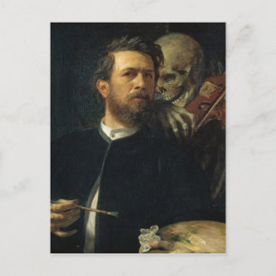 Postal Arnold Böcklin - Autorretrato con la Muerte