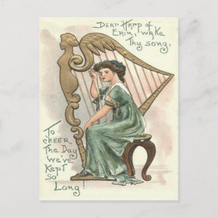 Postal Arpa de Erin Muchacha Victoriana