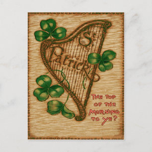 Postal Arpa de Erin Shamrock Top de la Mañana