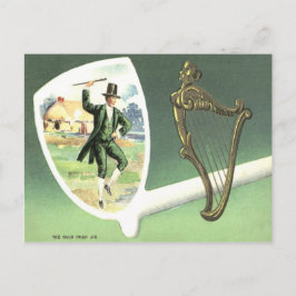 Postal Arpa de Leprechaun de Erin Tubo de Arcilla Jig