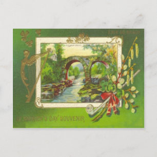 Postal Arpa de pipa vintage de Bridge de Erin Día de San