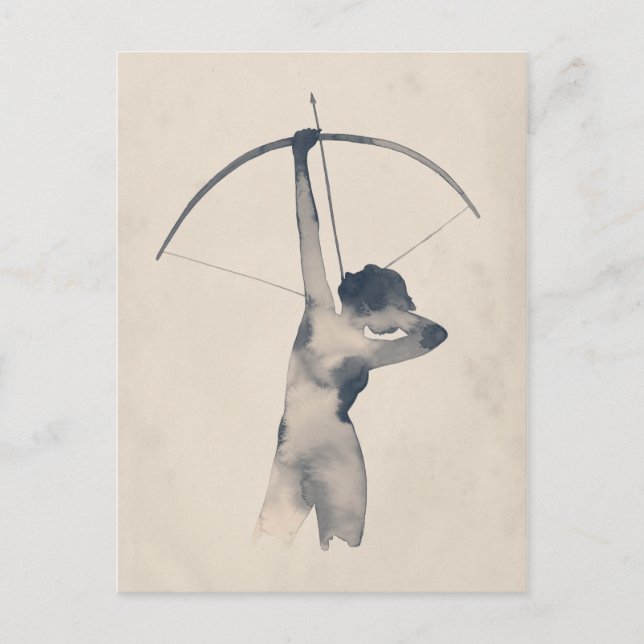 Postal Arquero acuarela (Anverso)