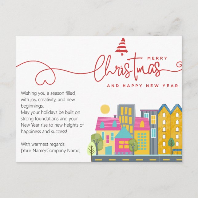 Postal Arquitecto Constructor Acuarela Mínimo Navidad (Anverso)
