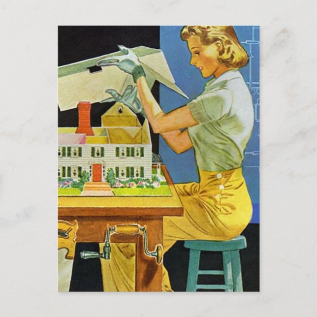 Postal Arquitecto de la Casa en miniatura de mujeres de é (Anverso)