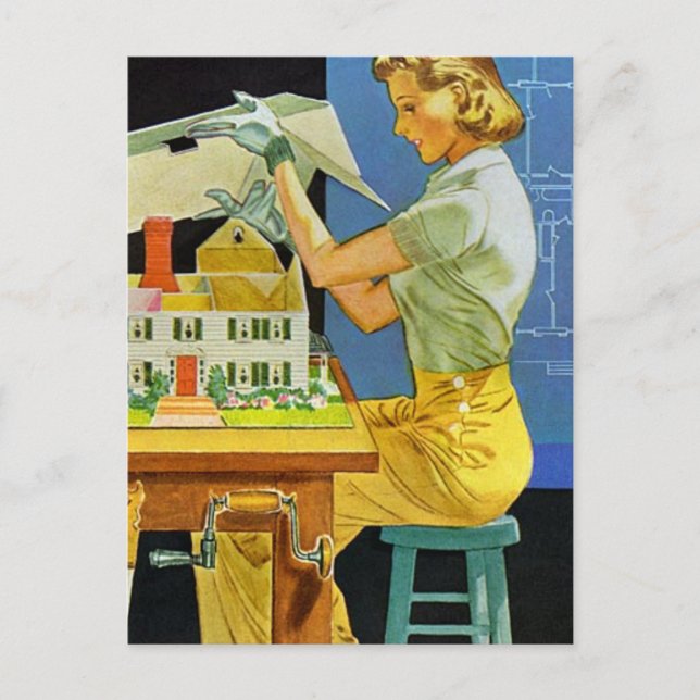 Postal Arquitecto de la Casa en miniatura de mujeres de é (Anverso)