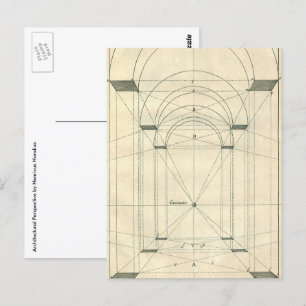 Postal Arquitectura de época, perspectiva de arco renacen