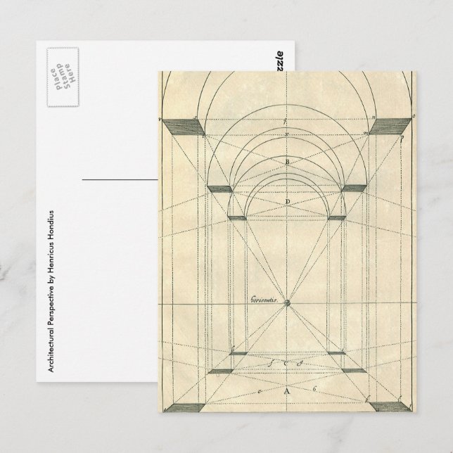Postal Arquitectura de época, perspectiva de arco renacen (Anverso / Reverso)