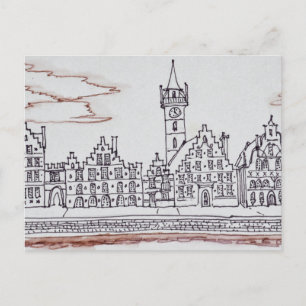 Postal Arquitectura de Graslei   Gante, Bélgica