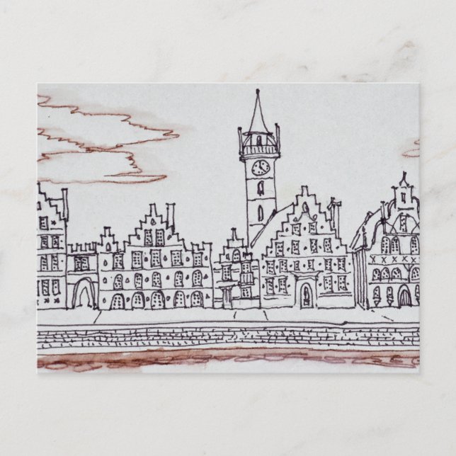 Postal Arquitectura de Graslei | Gante, Bélgica (Anverso)