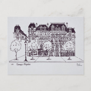 Postal Arquitectura de Haussmann Campos Elíseos