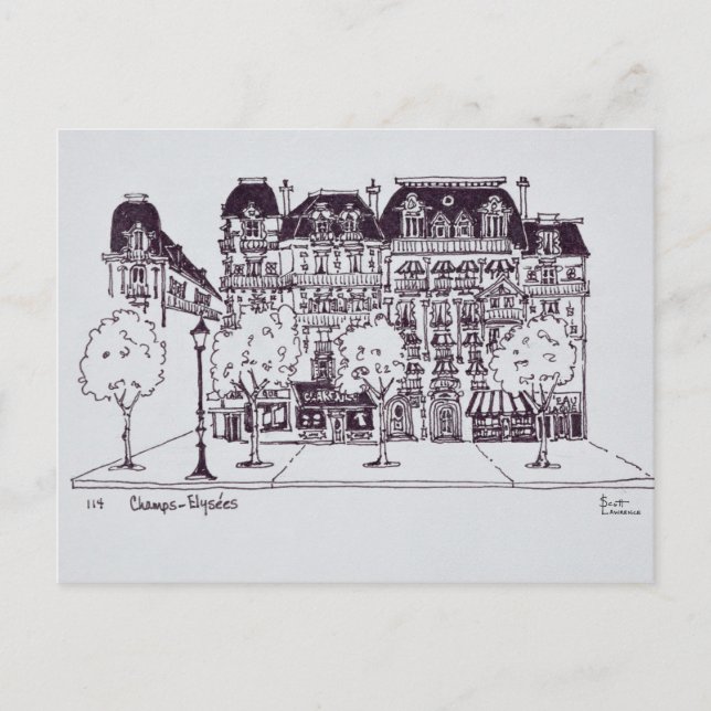 Postal Arquitectura de Haussmann | Campos Elíseos (Anverso)