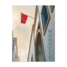Arquitectura de Marruecos con bandera, foto de via