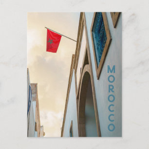 Postal Arquitectura de Marruecos con bandera, foto de via