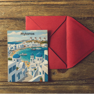 Postal Arquitectura de Mykonos Grecia Molinos de viento a