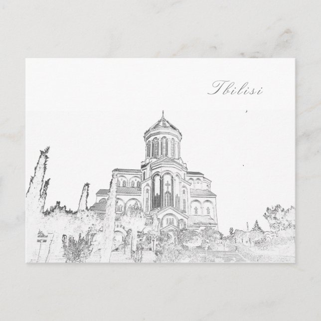 Postal Arquitectura de Sameba en Tiflis Georgia Cityscape (Anverso)