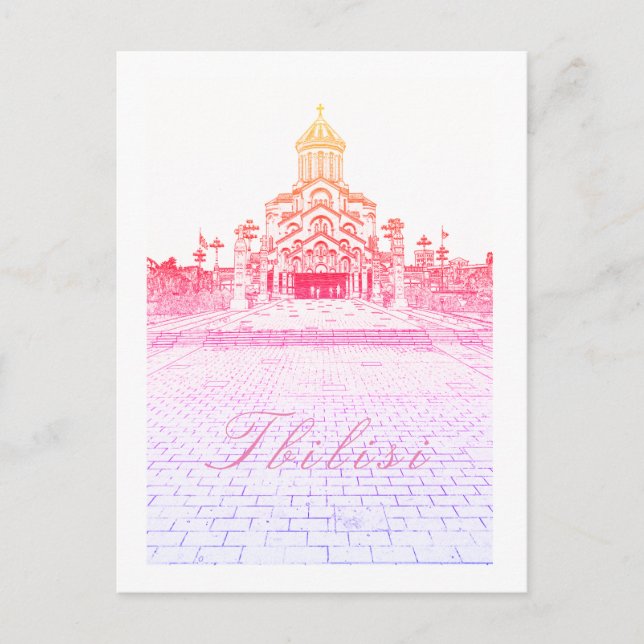 Postal Arquitectura de Sameba en Tiflis Georgia Cityscape (Anverso)