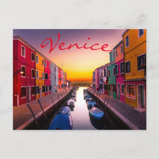 Postal Arquitectura del Canal de Agua Sunset en Venecia I