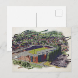Postal Arquitectura del Estadio de Wrexham Arte en Acuare