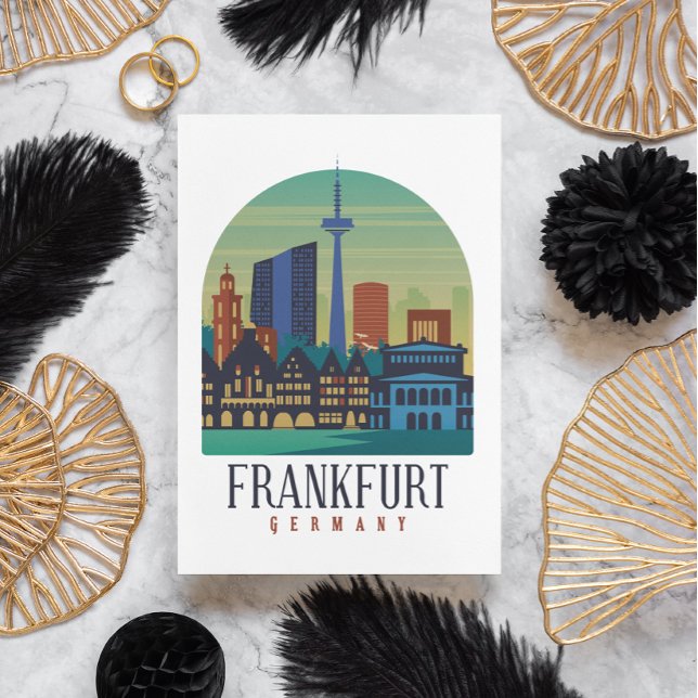 Postal Arquitectura del Skyline de Frankfurt Alemania (Frankfurt Germany Skyline Postcard)