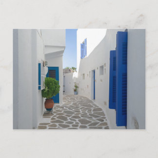 Postal Arquitectura Griega Azul y Blanca de Paros