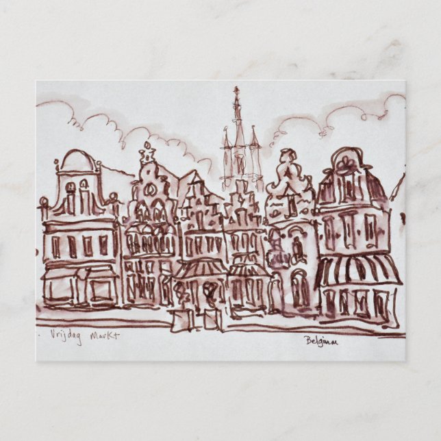 Postal Arquitectura Vrijdagmarkt | Gante, Bélgica (Anverso)