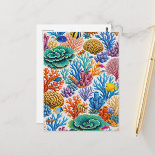 Postal Arrecife de Coral Colorido Peces Tropicales