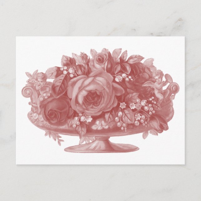 Postal Arreglo de flores malvas vadas (Anverso)